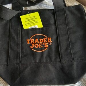 Trader Joe's Black Canvas Mini Tote with Orange Logo